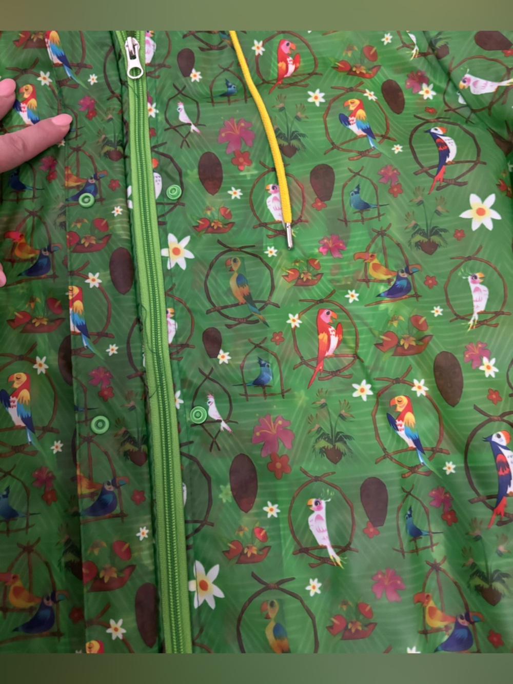 Disney Enchanted Tiki Room Green Hooded Rain Jacket - Picture 4 of 9